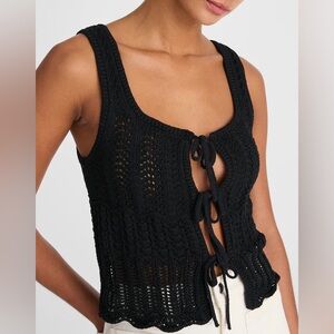 NWT Madewell pointelle stitch tie up crop sweater tank/vest size medium